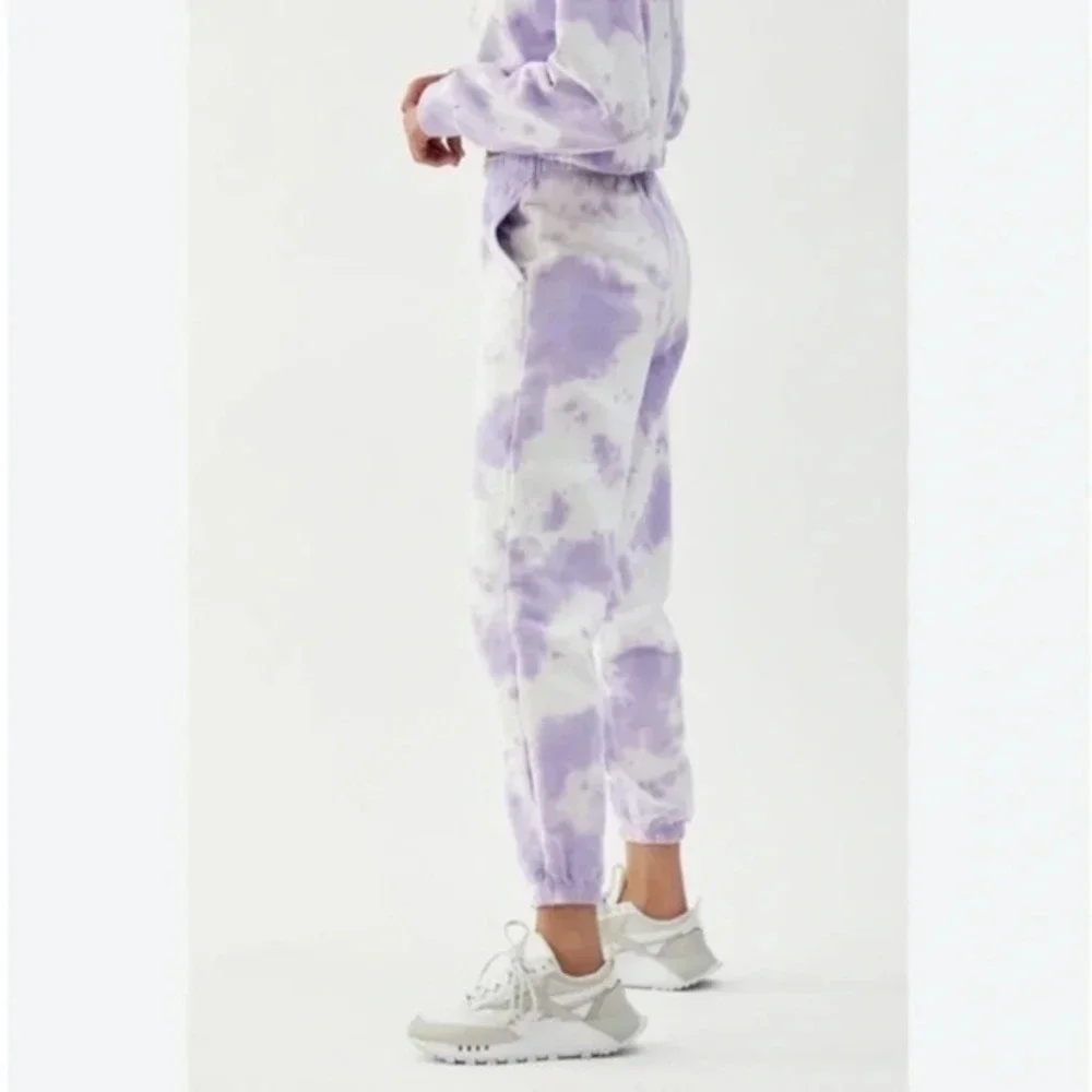 Zara Purple & White Highrise Tie Dye Sweat Pants - Picture 2 of 8